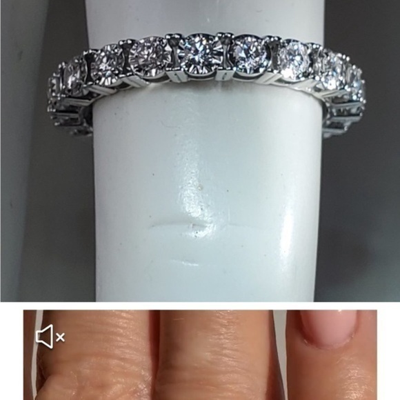 Tennis Ring Natural Diamonds solid 14K gold wedding engagement band no returns - Picture 4 of 7